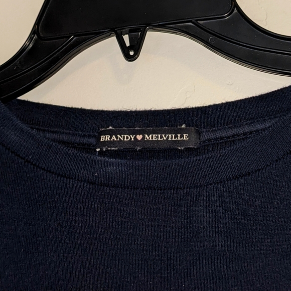 Brandy Melville Striped Dark Blue Cropped Sweater - Picture 4 of 4